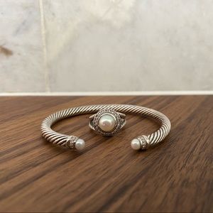 David Yurman Cable Classics Pearl Ring and Bracelet